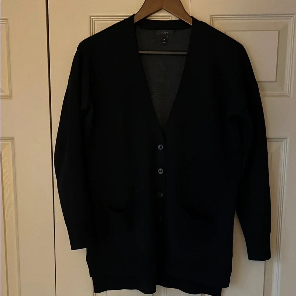 J. Crew Long Black Cardigan Size XS Thick Soft